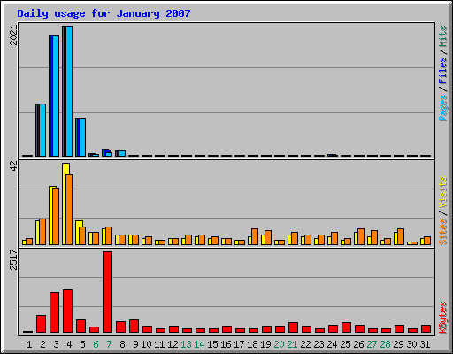 Daily usage for January 2007