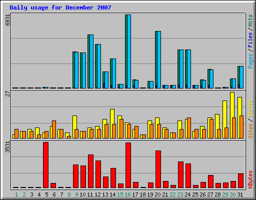 Daily usage for December 2007