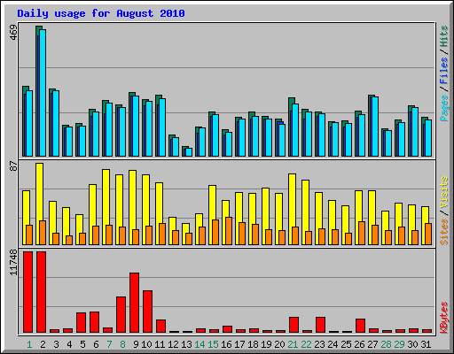 Daily usage for August 2010