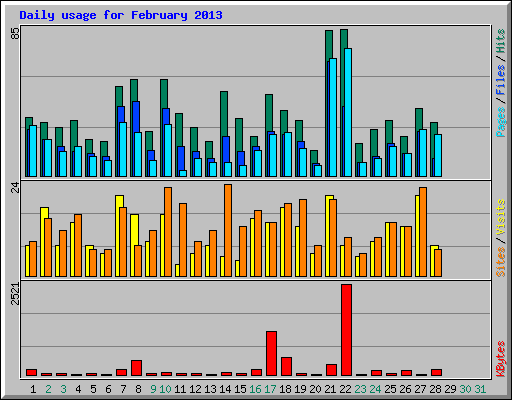 Daily usage for February 2013