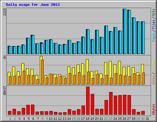 Daily usage for June 2013