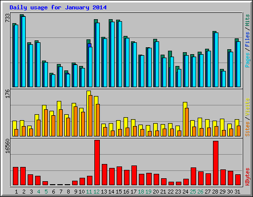 Daily usage for January 2014