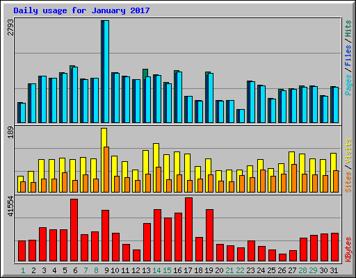 Daily usage for January 2017