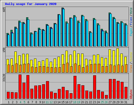 Daily usage for January 2020