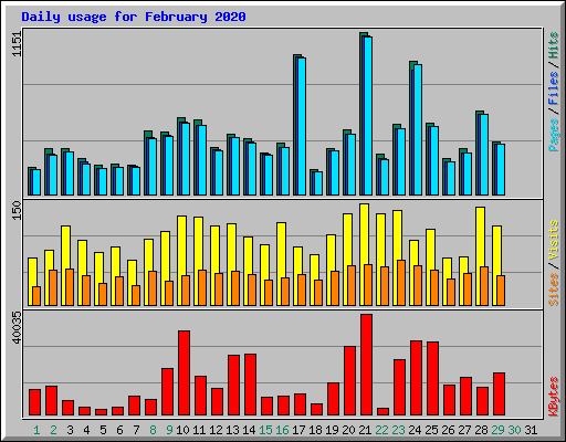 Daily usage for February 2020