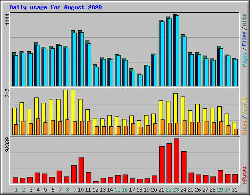 Daily usage for August 2020