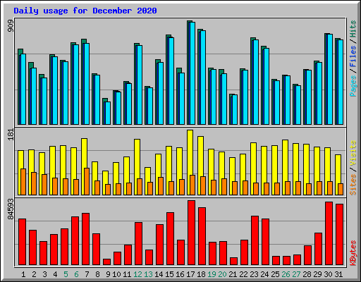 Daily usage for December 2020