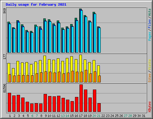 Daily usage for February 2021