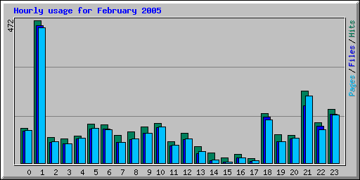 Hourly usage for February 2005