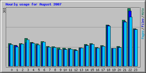 Hourly usage for August 2007