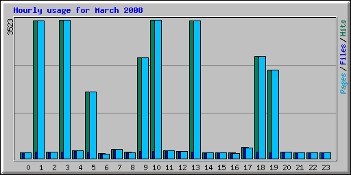 Hourly usage for March 2008