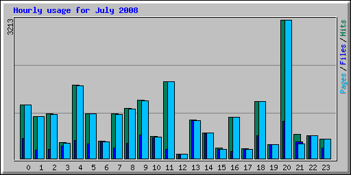 Hourly usage for July 2008