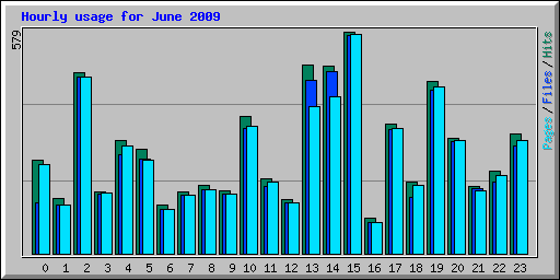 Hourly usage for June 2009