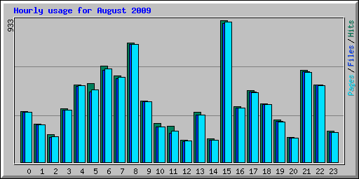 Hourly usage for August 2009