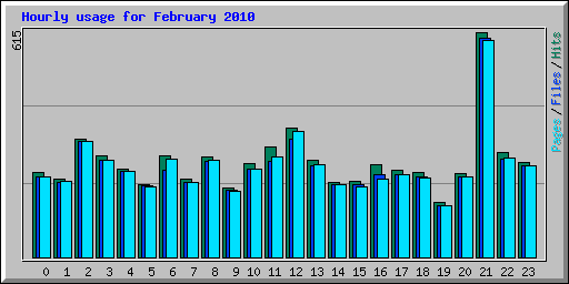 Hourly usage for February 2010