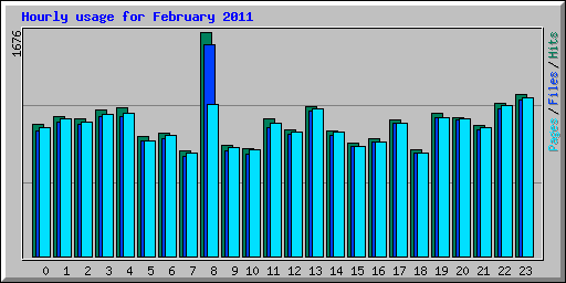 Hourly usage for February 2011