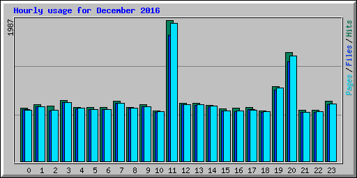 Hourly usage for December 2016